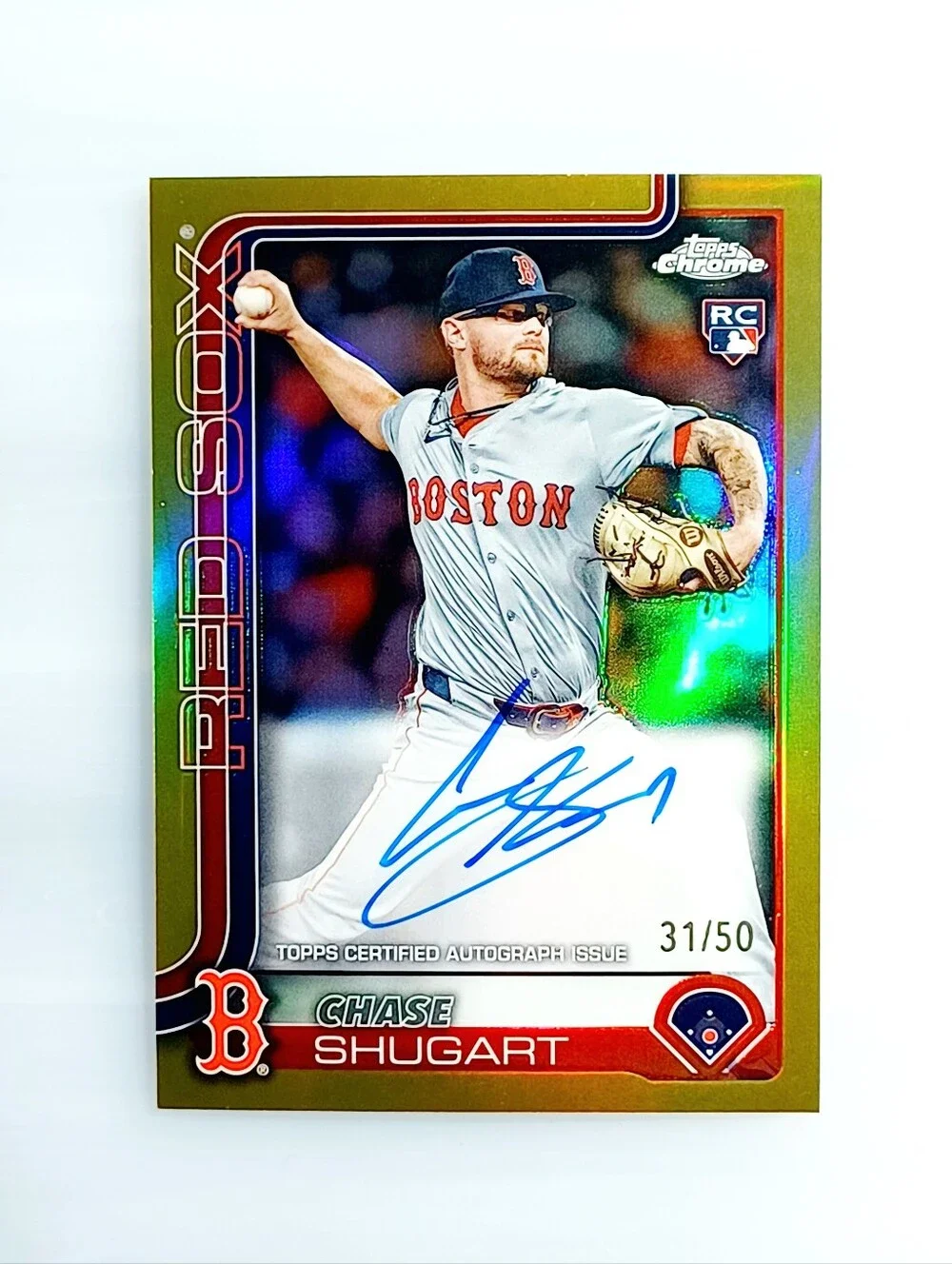 Chase Shugart 2025 Topps Chrome Gold Refractor /50 Auto Rookie Card